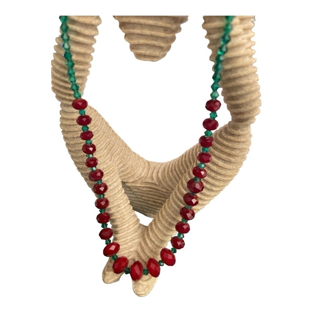 Red And Green Solid Weight Crystals Single Strand… - image 5